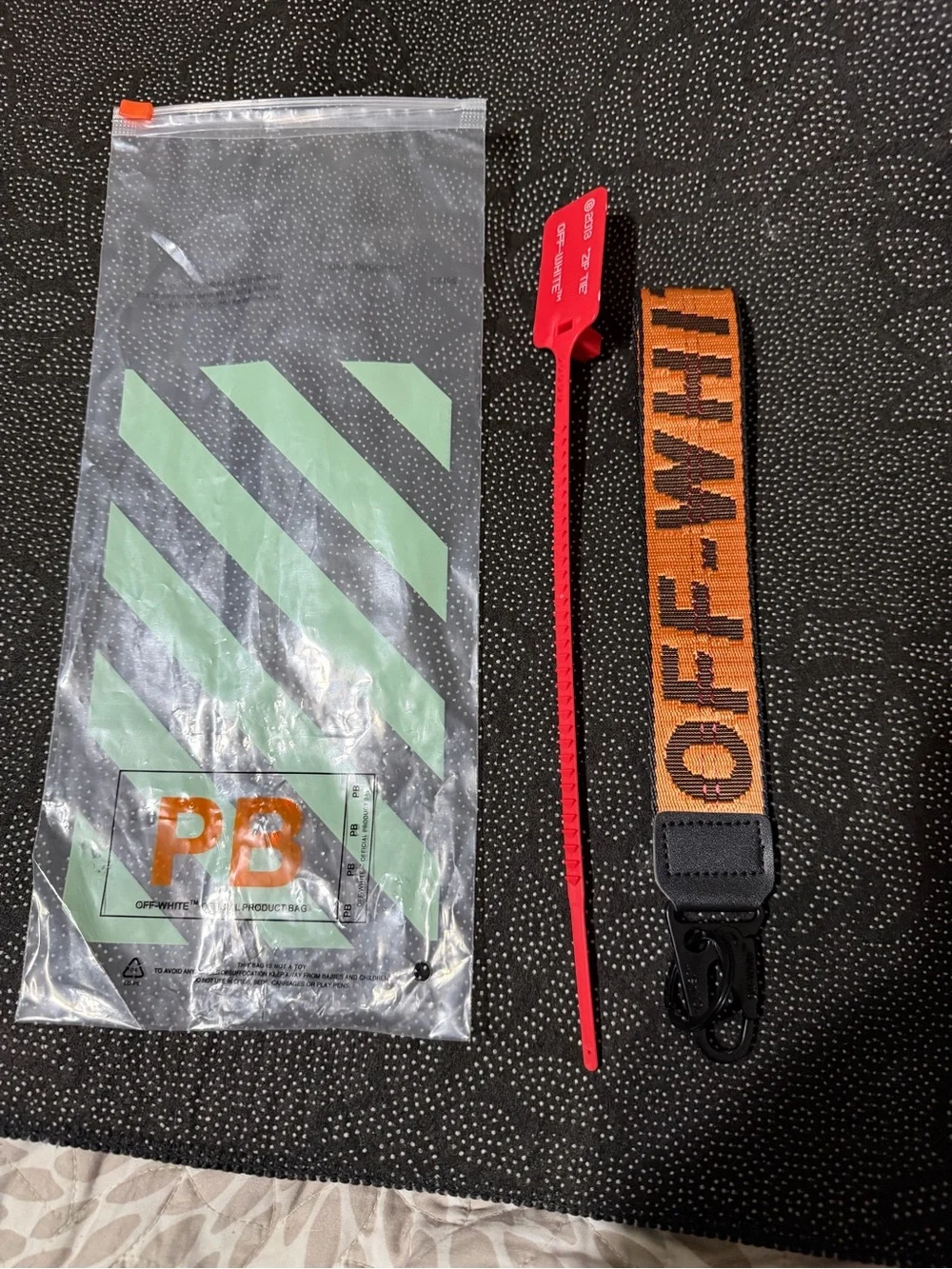 Off-White Orange and Black Branded Web Key Strap